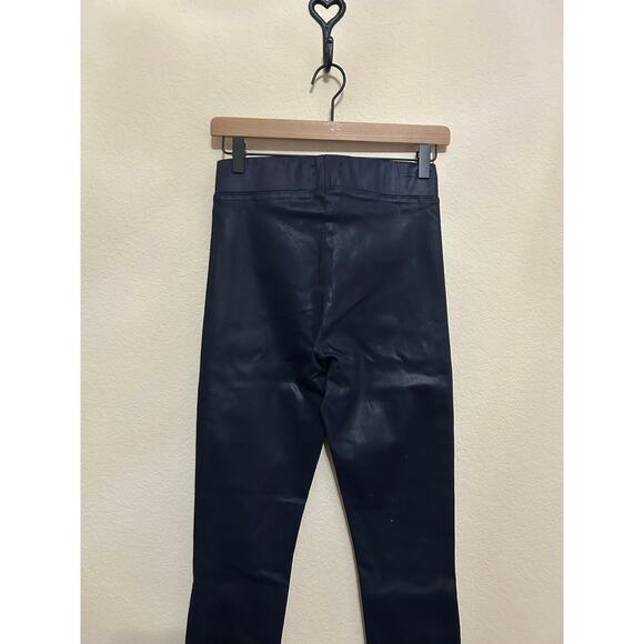 L'Agence Faux Leather Pants Women's Size Small Dark Blue Pull On Trousers Luxury - Picture 7 of 9
